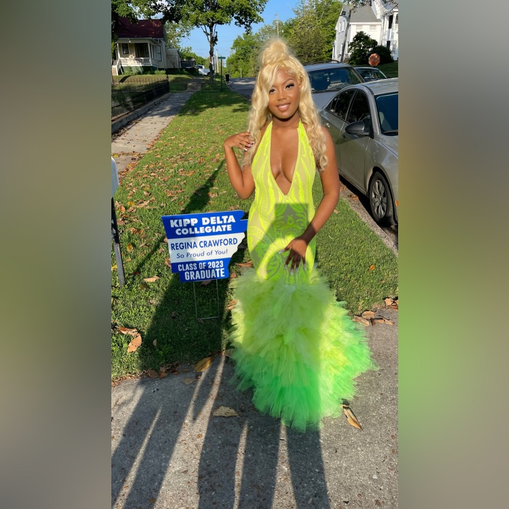 Lime Green Prom Dress - Picture 3 of 3